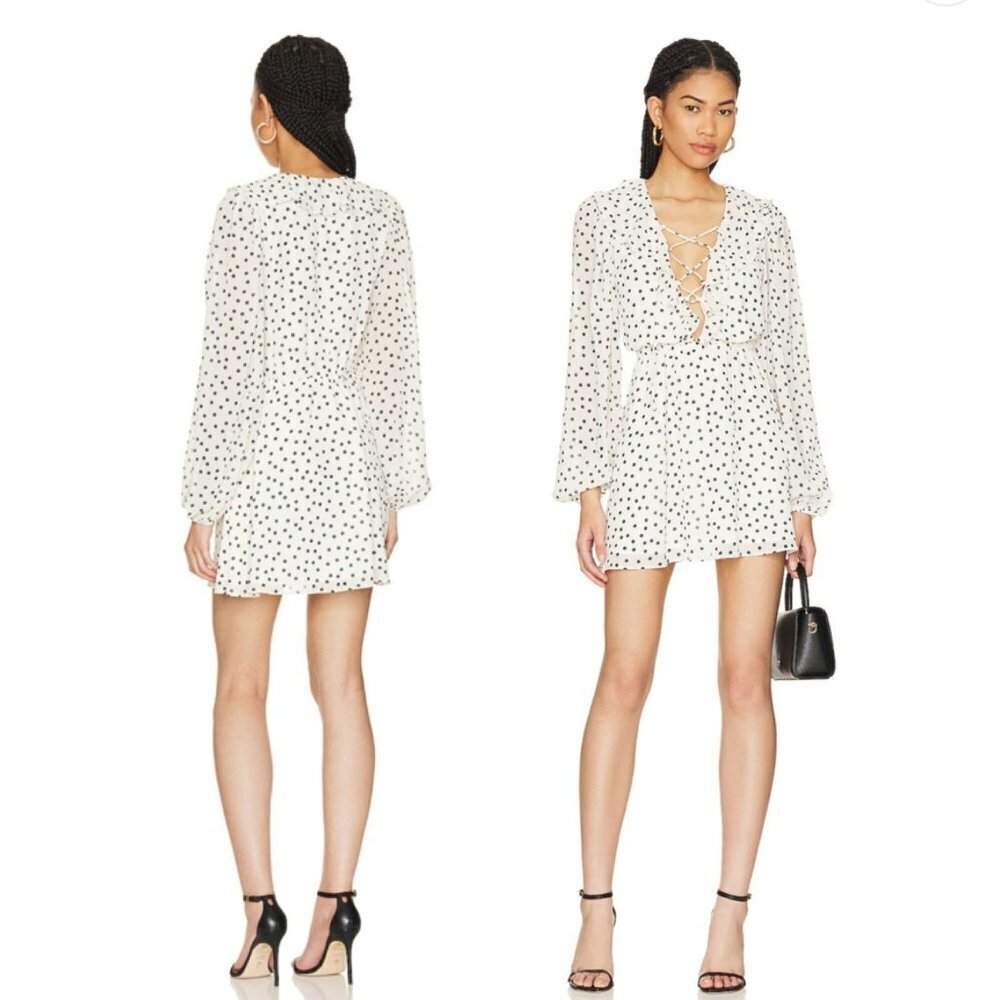 Majorelle Mattie Mini Dress in Black & Cream Dot - Picture 2 of 12